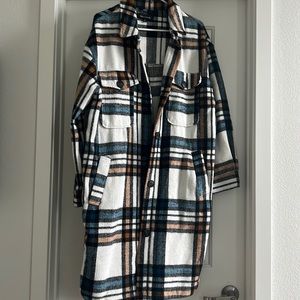 Long plaid shacket
